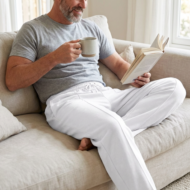 Pantalon droit homme en maille douce à taille élastique – Arthur - vue 3