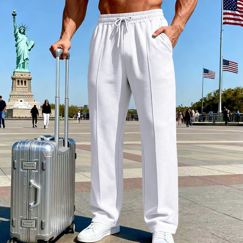 Pantalon droit homme en maille douce à taille élastique – Arthur - Blanc