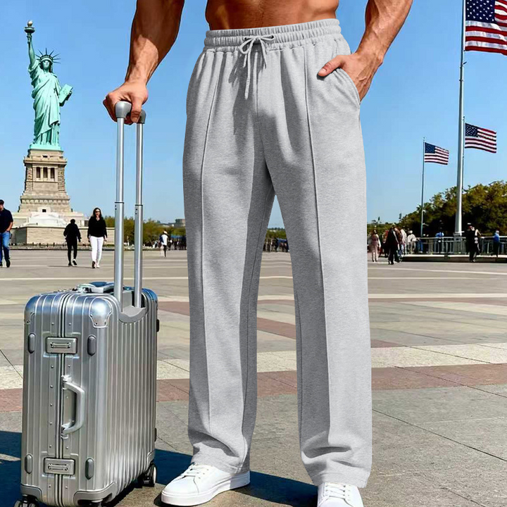 Pantalon droit homme en maille douce à taille élastique – Arthur - Gris clair