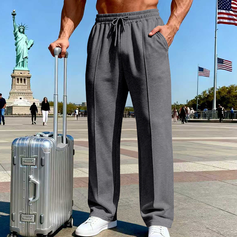 Pantalon droit homme en maille douce à taille élastique – Arthur - Gris foncé