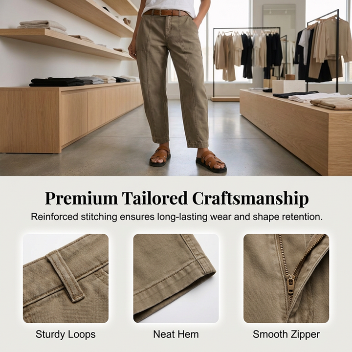 Pantalon utilitaire femme taille haute coupe fuselée à coutures avant – Lina - vue 1