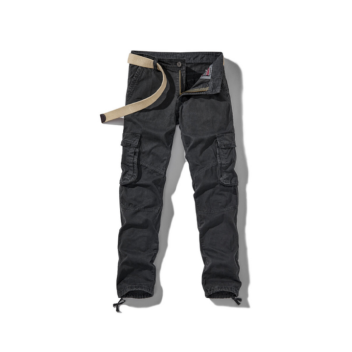 Pantalon cargo homme multi-poches en coton robuste – Nathan - Gris foncé