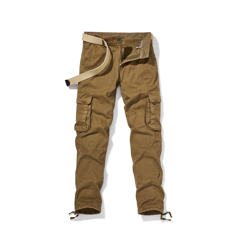 Pantalon cargo homme multi-poches en coton robuste – Nathan - Marron