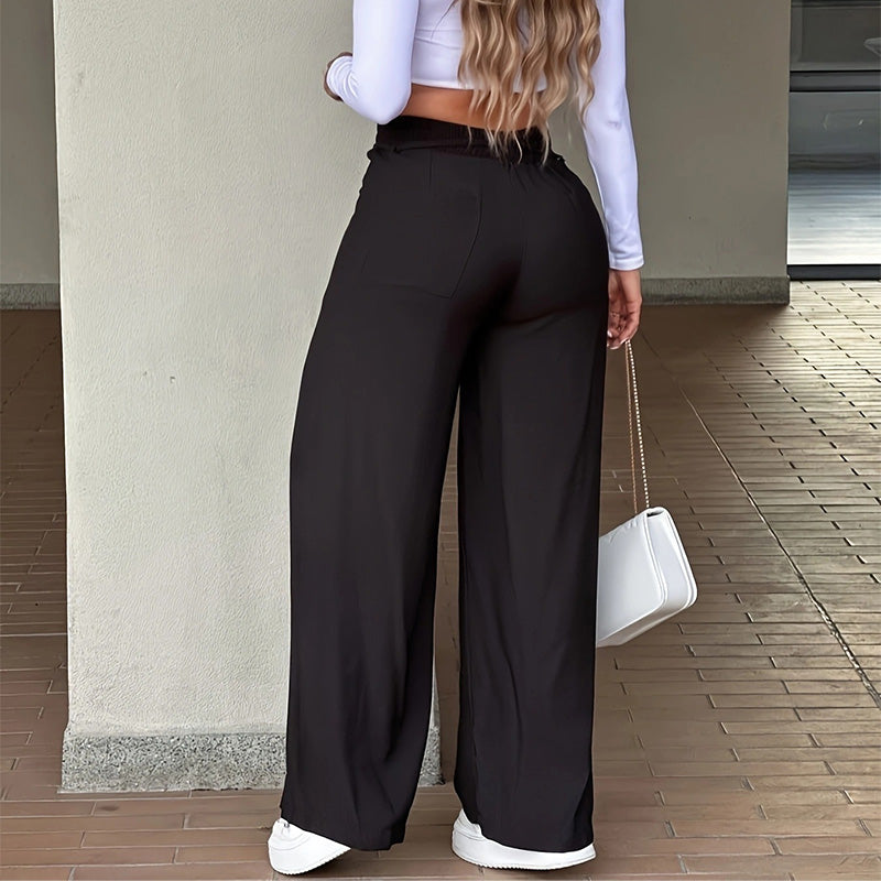 Pantalon femme taille haute à jambe droite et nervures – Margaux - vue 5