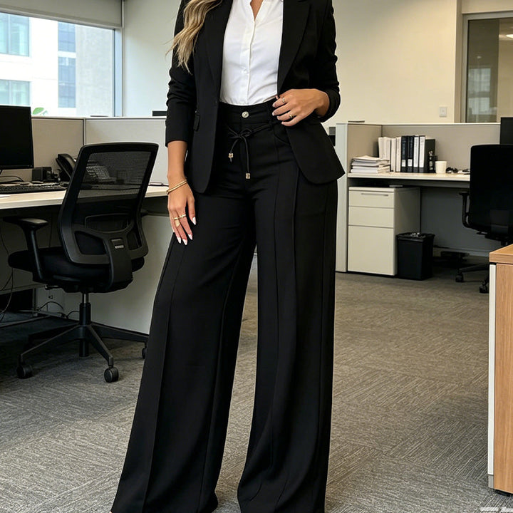 Pantalon femme taille haute à jambe droite et nervures – Margaux - vue 8