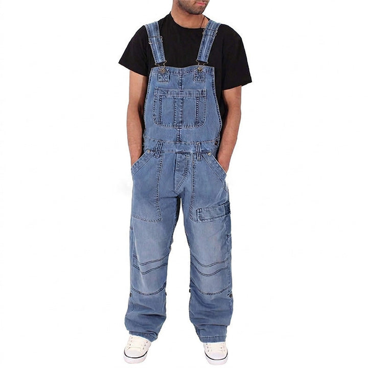 Salopette homme en jean coupe ample à bretelles réglables – Gabriel - Bleu clair