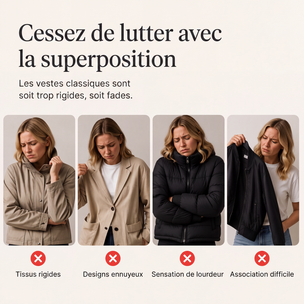 Veste longue femme en maille côtelée à revers en denim – Camille - vue 2