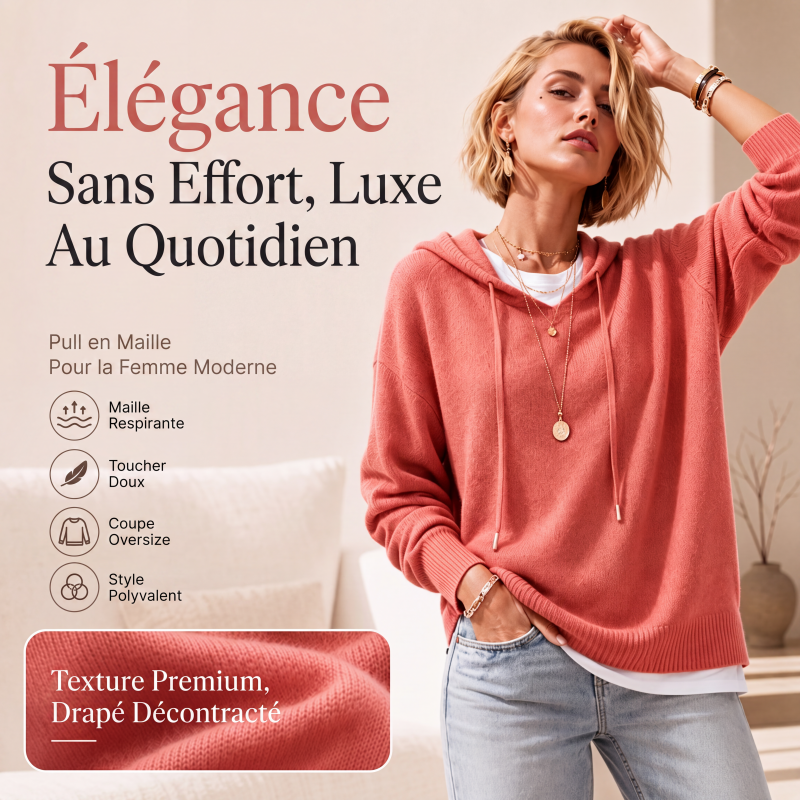 Pull à capuche femme en maille douce coupe oversize – Jeanne - vue 1