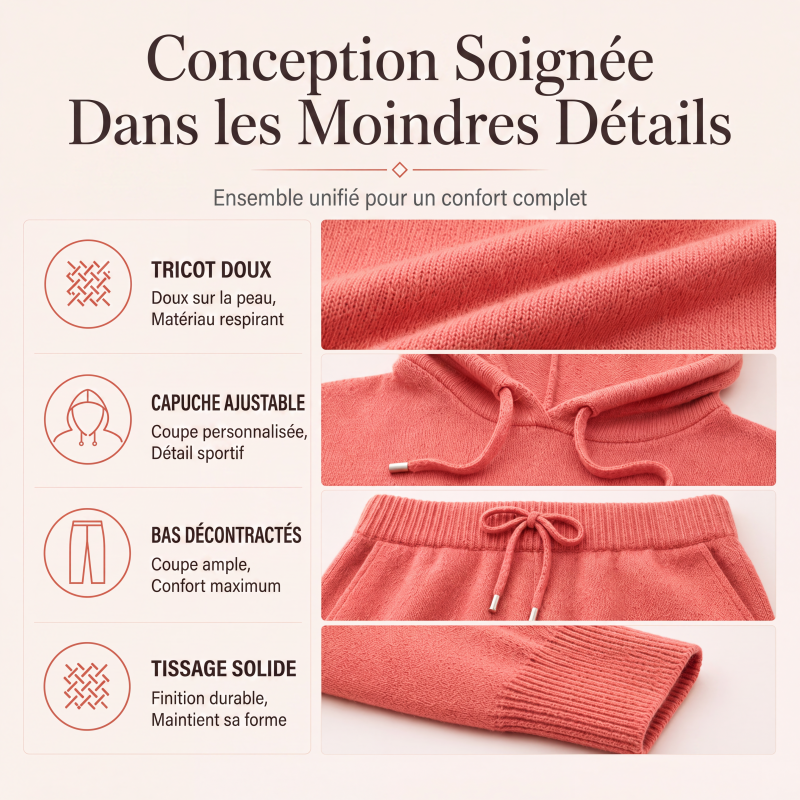 Pull à capuche femme en maille douce coupe oversize – Jeanne - vue 2