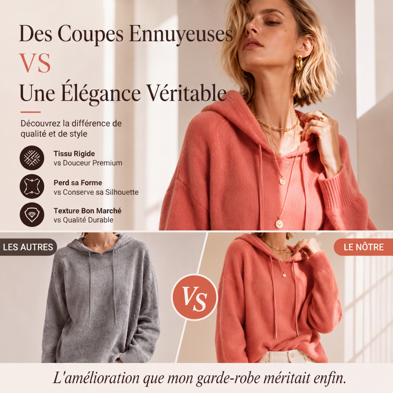 Pull à capuche femme en maille douce coupe oversize – Jeanne - vue 4