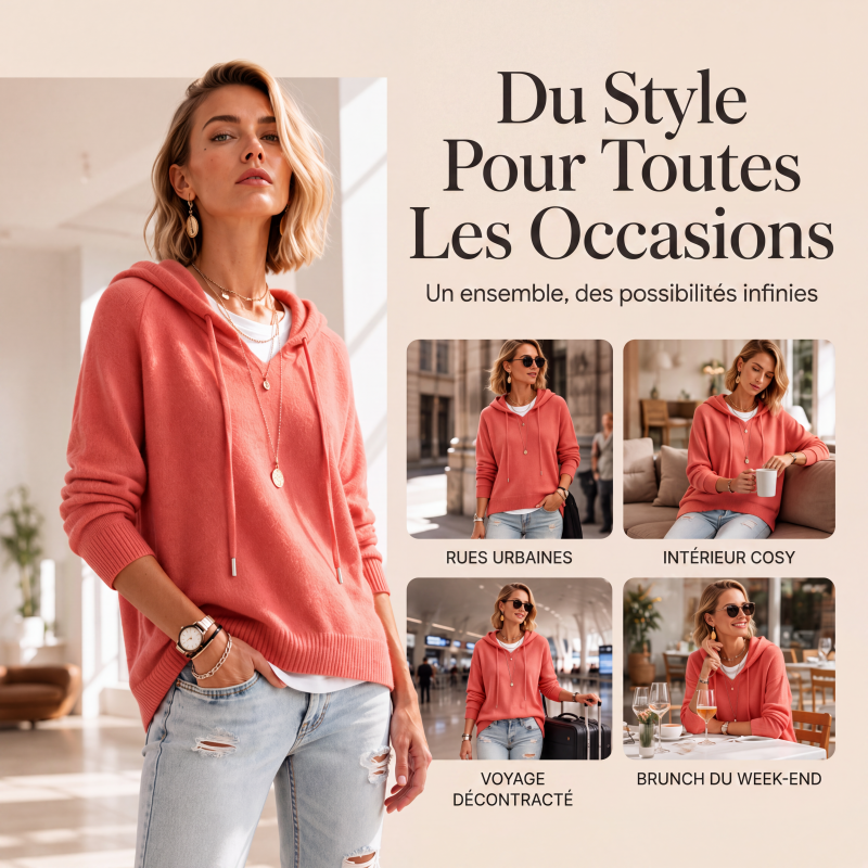 Pull à capuche femme en maille douce coupe oversize – Jeanne - vue 6