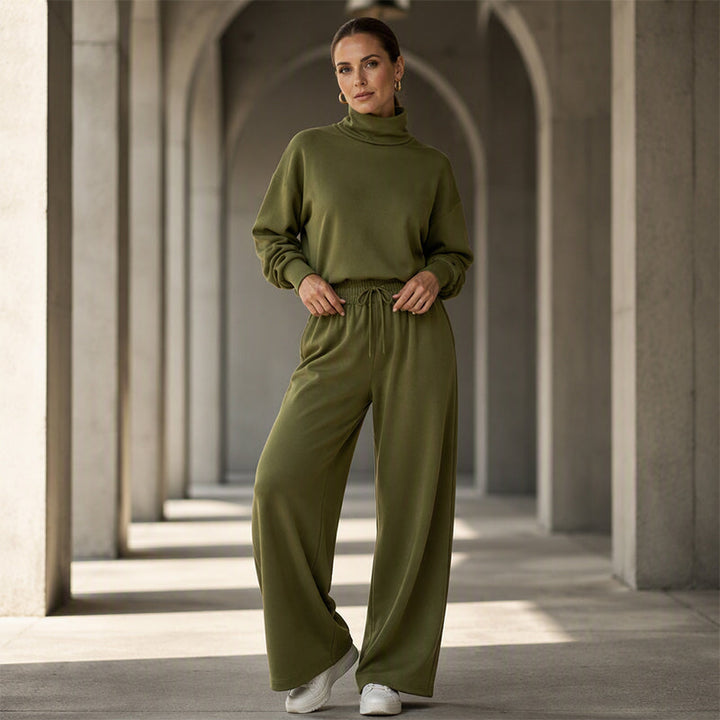Ensemble femme pull col roulé et pantalon large en maille douce – Sophie - vue 4