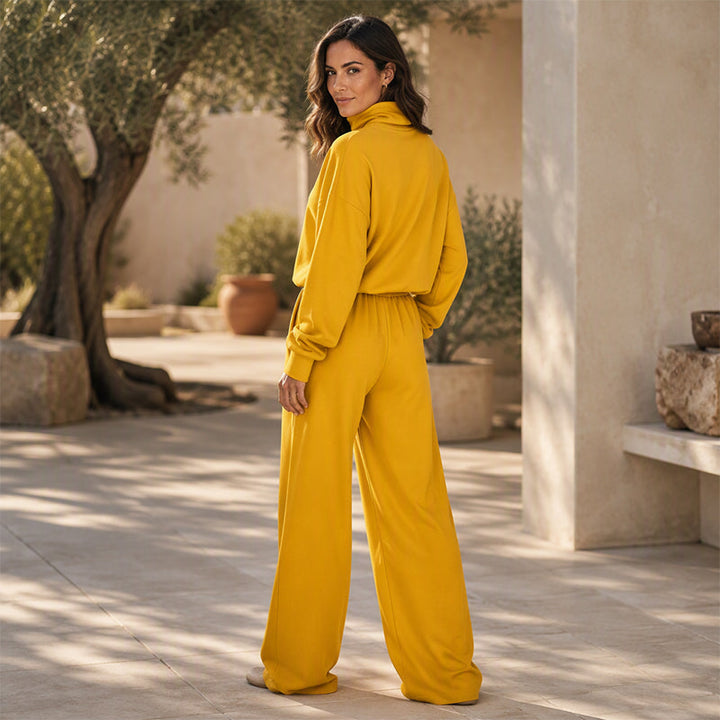 Ensemble femme pull col roulé et pantalon large en maille douce – Sophie - vue 6