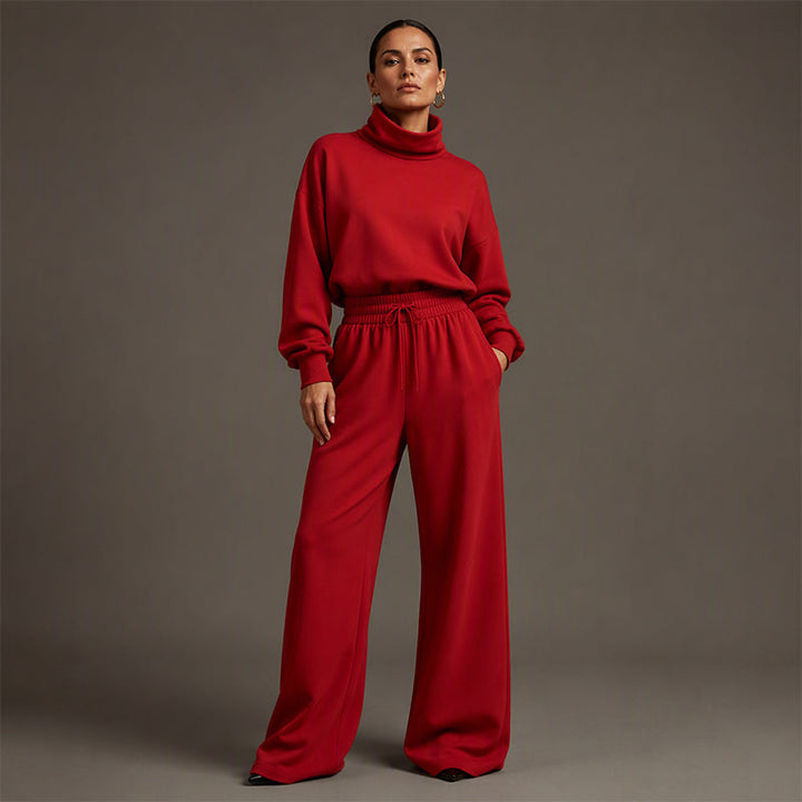 Ensemble femme pull col roulé et pantalon large en maille douce – Sophie - vue 8