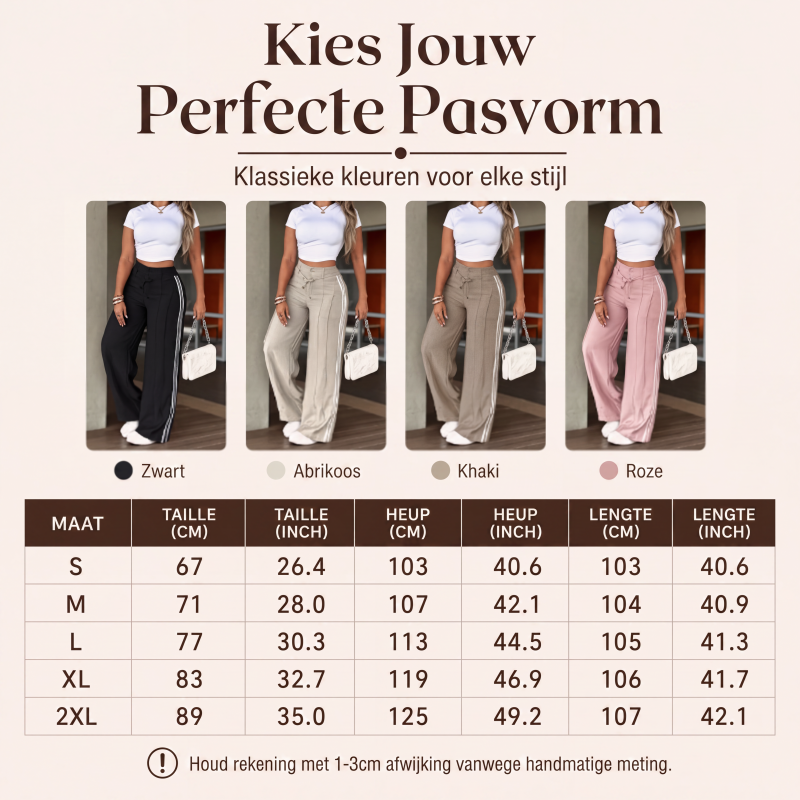 Pantalon large femme taille haute à cordon et bandes contrastées – Zoé - vue 8