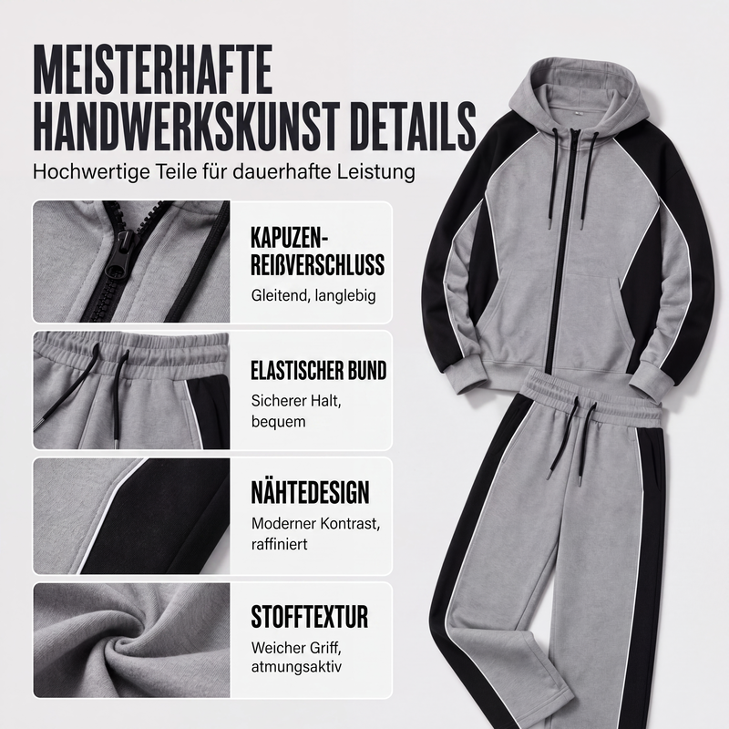 Ensemble homme sweat zippé à capuche et pantalon de jogging bicolore – Mathis - vue 2