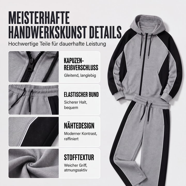 Ensemble homme sweat zippé à capuche et pantalon de jogging bicolore – Mathis - vue 2