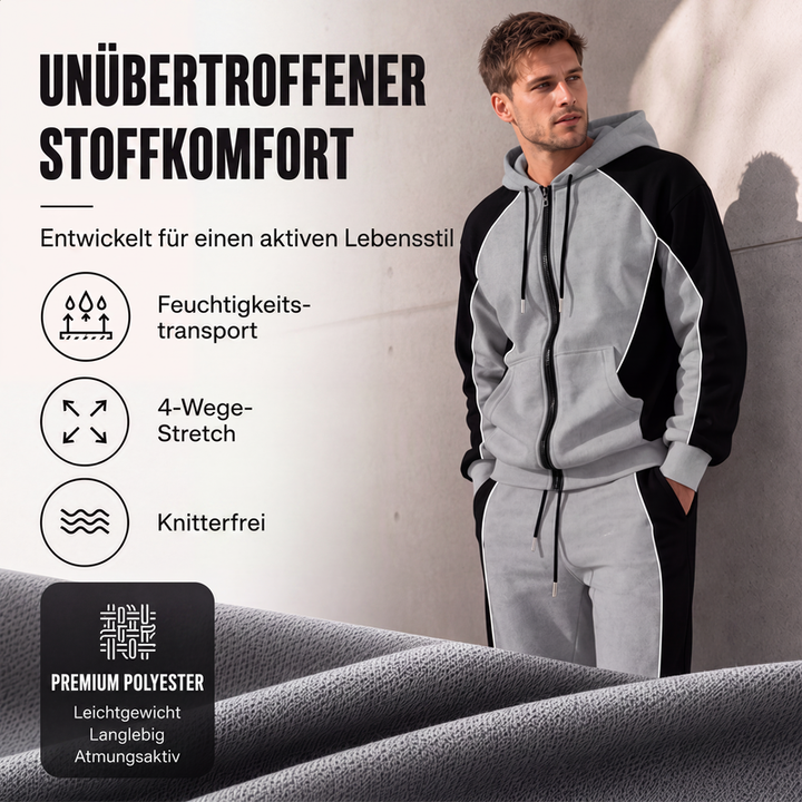 Ensemble homme sweat zippé à capuche et pantalon de jogging bicolore – Mathis - vue 4