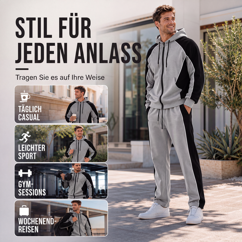 Ensemble homme sweat zippé à capuche et pantalon de jogging bicolore – Mathis - vue 5