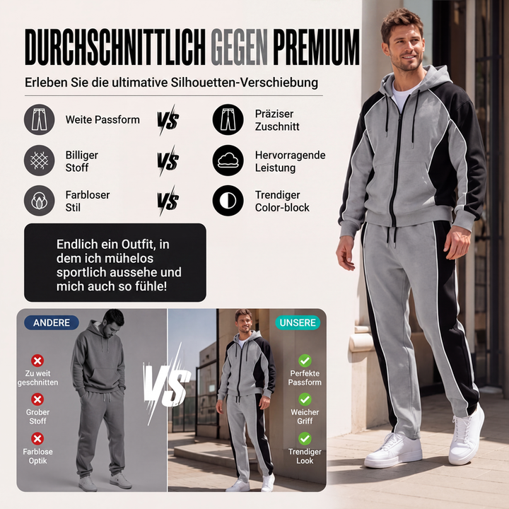 Ensemble homme sweat zippé à capuche et pantalon de jogging bicolore – Mathis - vue 3