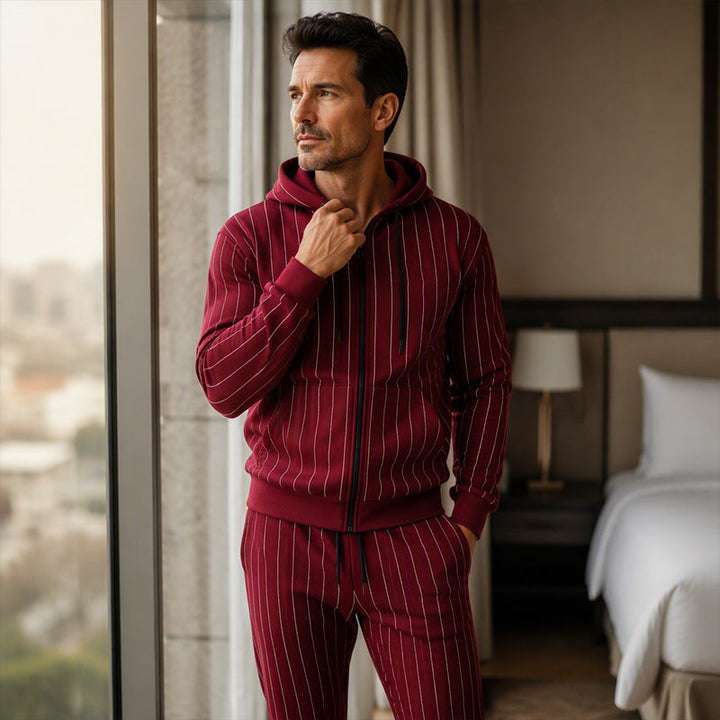 Ensemble homme sweat zippé à capuche et pantalon de jogging bicolore – Mathis - vue 9