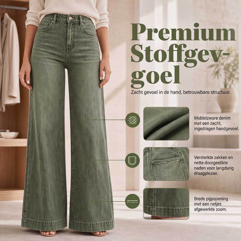 Jean large femme taille haute délavé vintage effet jambes longues – Manon - vue 2