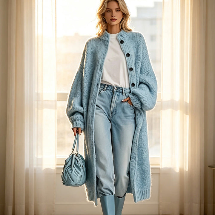 Manteau-gilet long femme en grosse maille oversize – Agathe - vue 3
