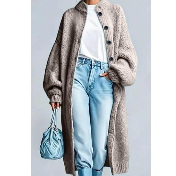 Manteau-gilet long femme en grosse maille oversize – Agathe - Marron