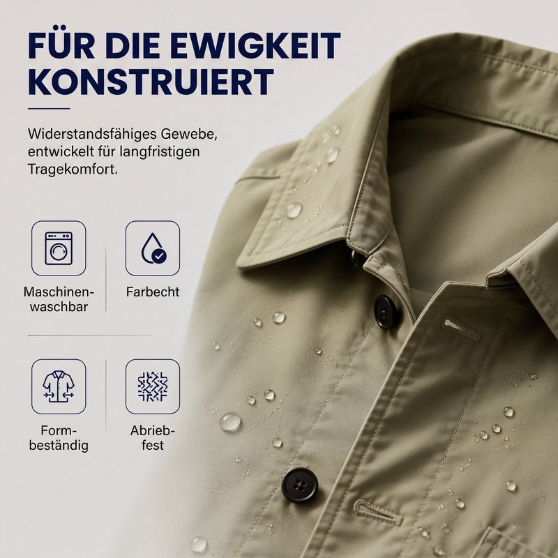 Veste longue homme coupe-vent à col chemise et boutonnage simple – Clément - vue 3