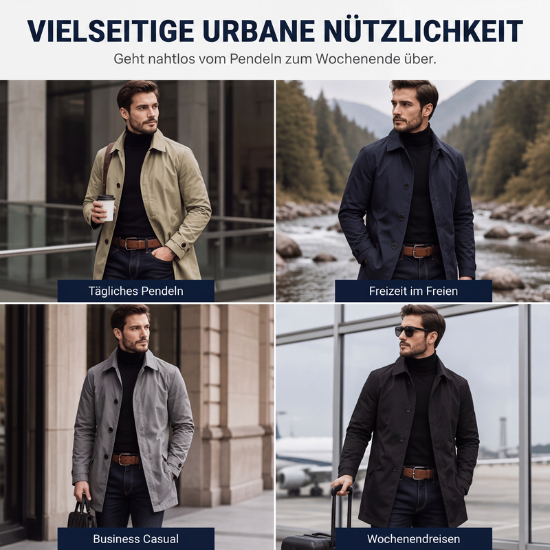 Veste longue homme coupe-vent à col chemise et boutonnage simple – Clément - vue 6