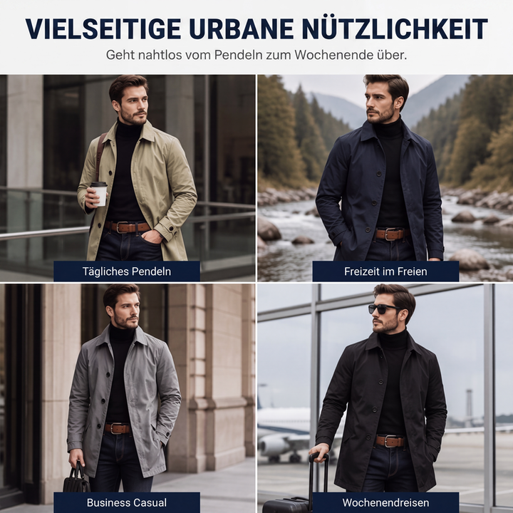Veste longue homme coupe-vent à col chemise et boutonnage simple – Clément - vue 6