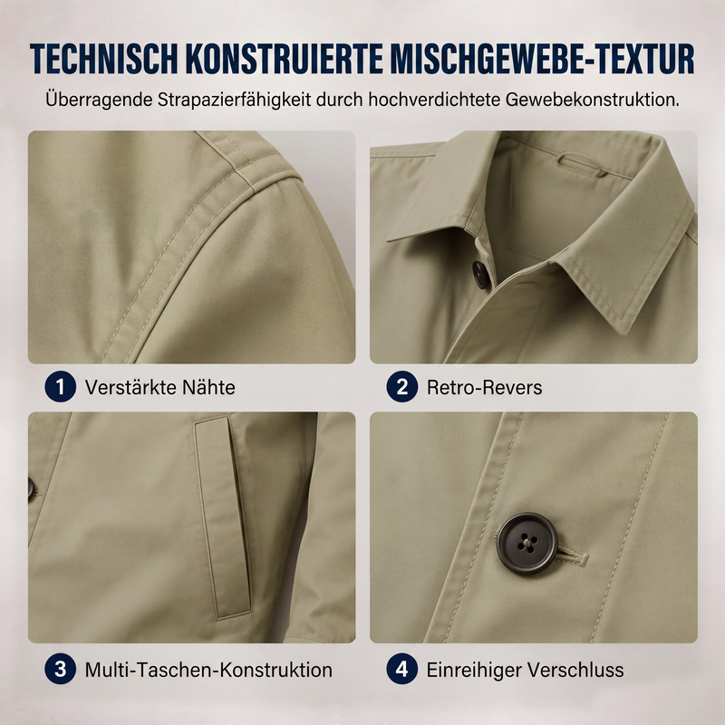 Veste longue homme coupe-vent à col chemise et boutonnage simple – Clément - vue 4