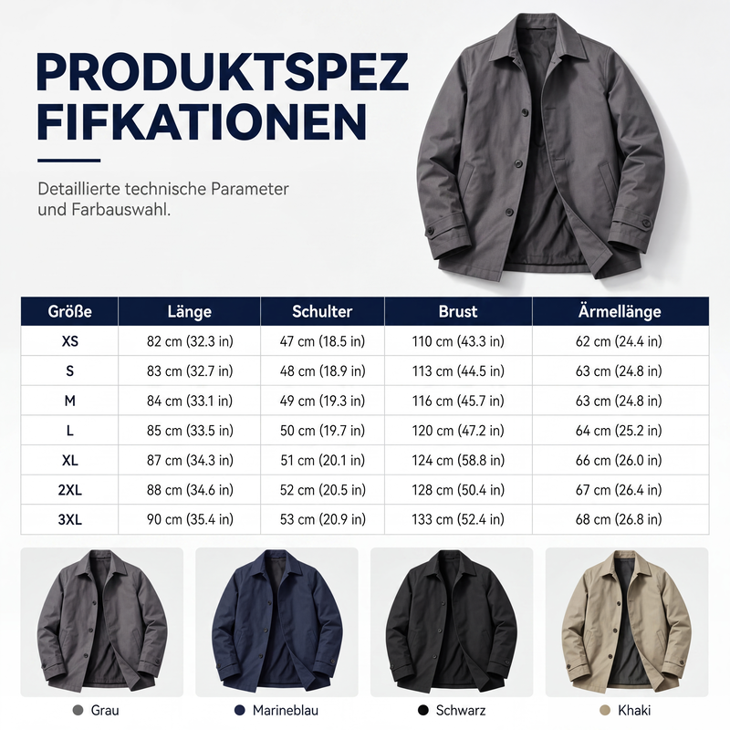 Veste longue homme coupe-vent à col chemise et boutonnage simple – Clément - vue 8