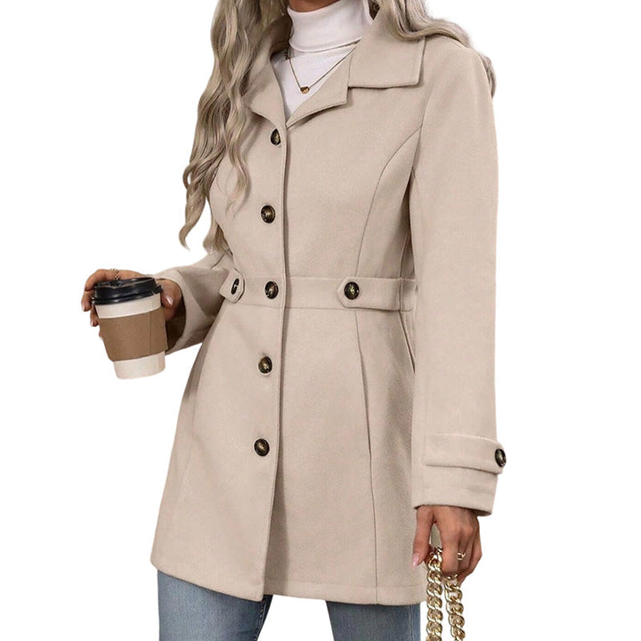 Manteau femme cintré à col revers et boutonnage simple – Charlotte - Abricot