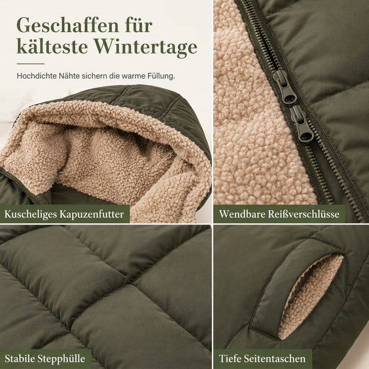Manteau long femme matelassé réversible à capuche doublé sherpa – Adèle - vue 5