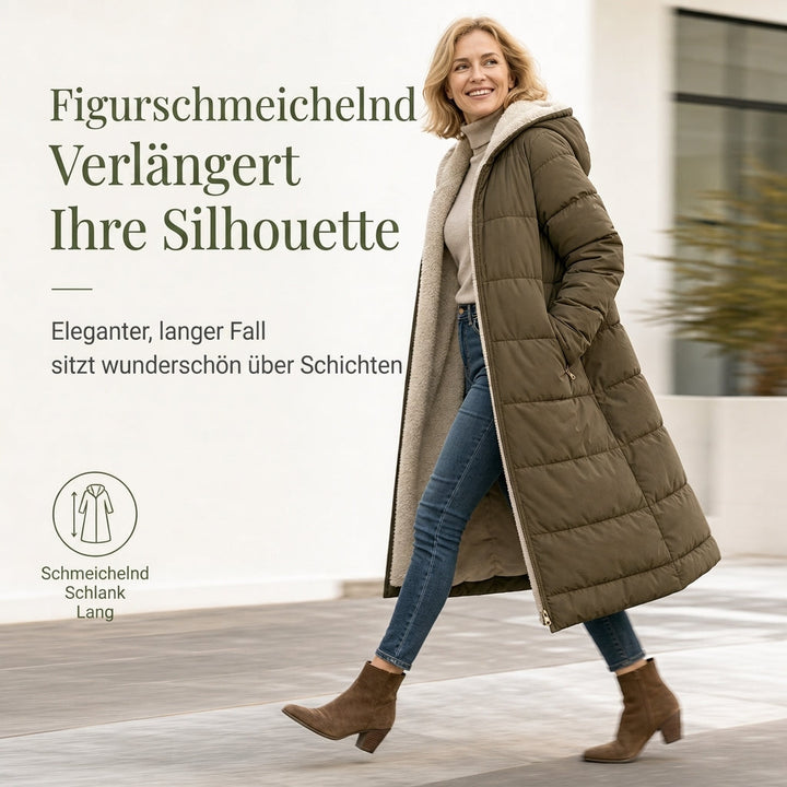 Manteau long femme matelassé réversible à capuche doublé sherpa – Adèle - vue 6
