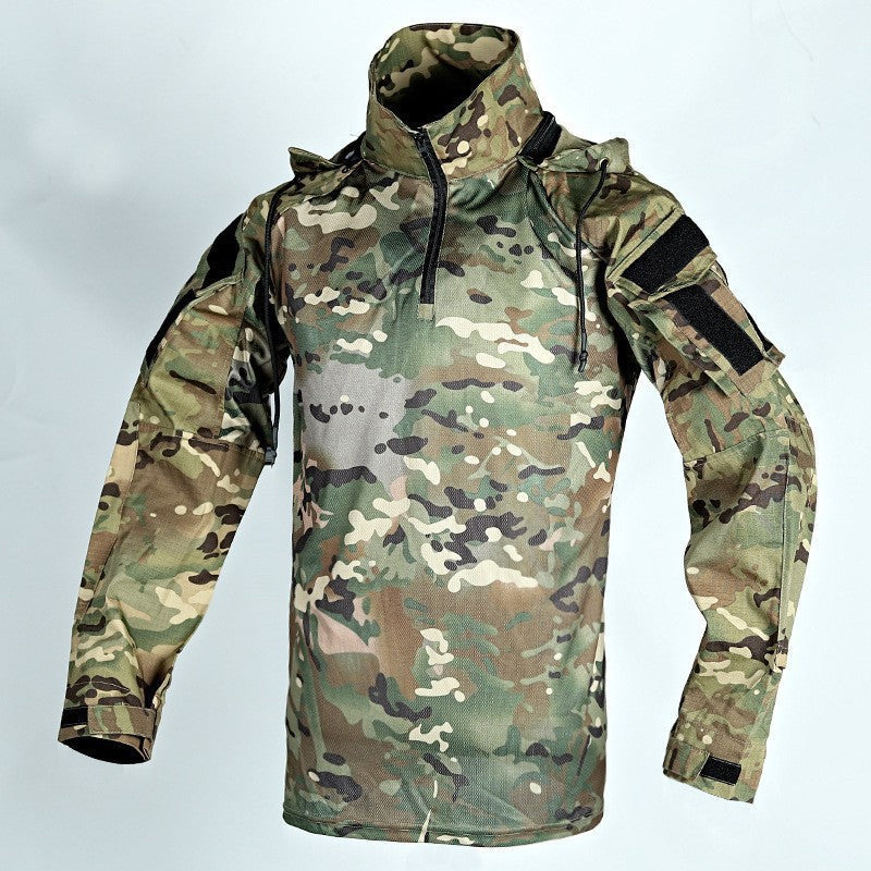 Veste tactique homme à capuche demi-zip avec manches camouflage – Arthur - Camouflage