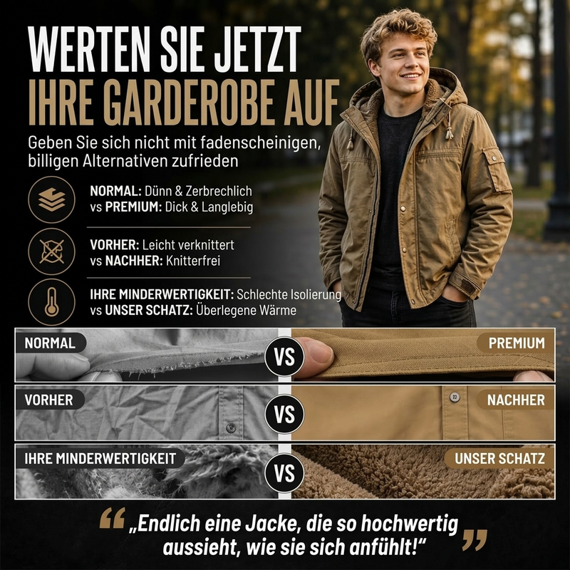 Parka homme à capuche doublée peluche avec poches utilitaires – Bastien - vue 3