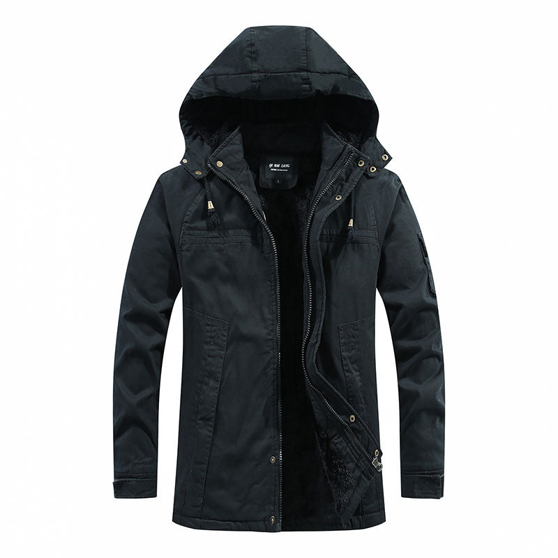 Parka homme à capuche doublée peluche avec poches utilitaires – Bastien - Noir