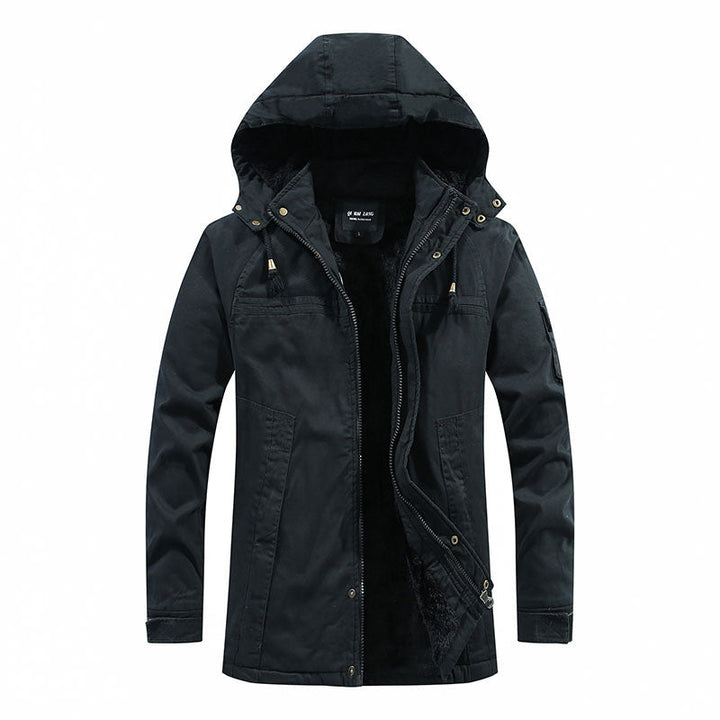 Parka homme à capuche doublée peluche avec poches utilitaires – Bastien - Noir