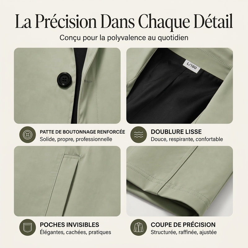 Manteau mi-long homme minimaliste à col chemise et boutonnage simple – Louis - vue 2