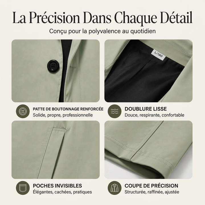 Manteau mi-long homme minimaliste à col chemise et boutonnage simple – Louis - vue 2