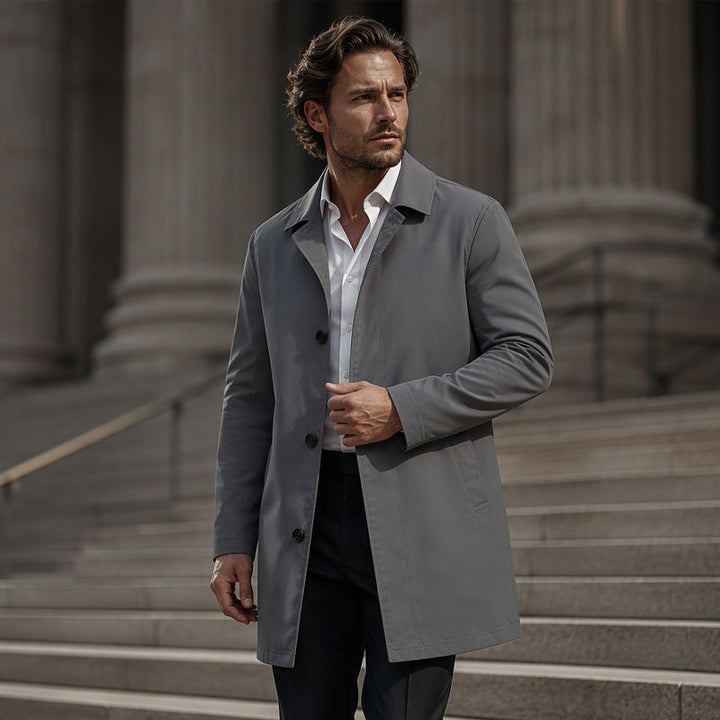 Manteau mi-long homme minimaliste à col chemise et boutonnage simple – Louis - vue 8