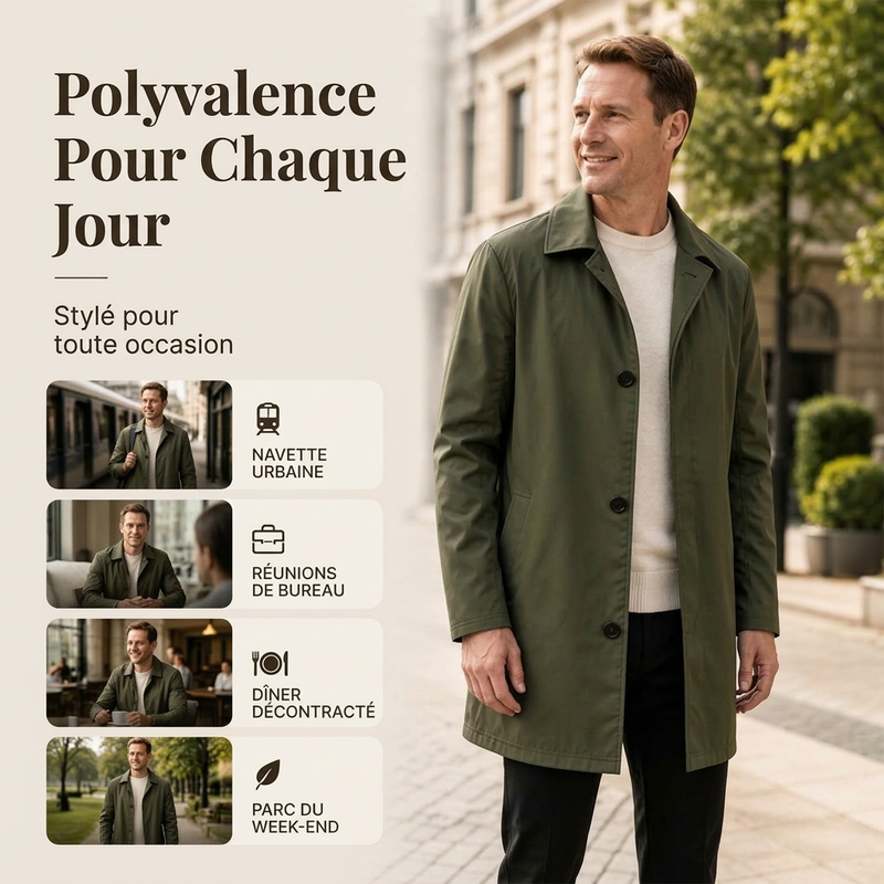 Manteau mi-long homme minimaliste à col chemise et boutonnage simple – Louis - vue 6