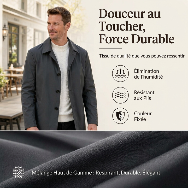 Manteau mi-long homme minimaliste à col chemise et boutonnage simple – Louis - vue 5