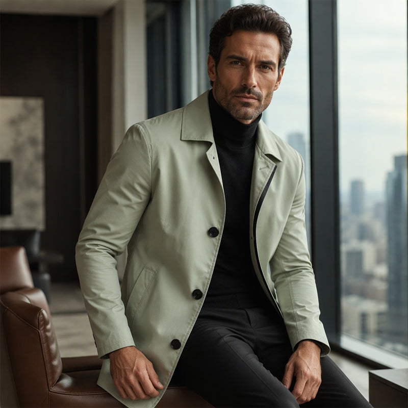 Manteau mi-long homme minimaliste à col chemise et boutonnage simple – Louis - vue 10