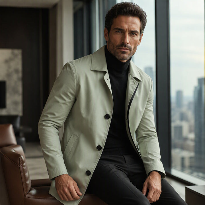Manteau mi-long homme minimaliste à col chemise et boutonnage simple – Louis - vue 10