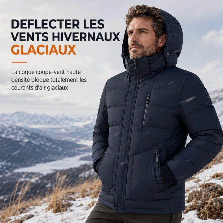 Manteau d'hiver homme matelassé doublé polaire à capuche amovible – Florian - vue 4