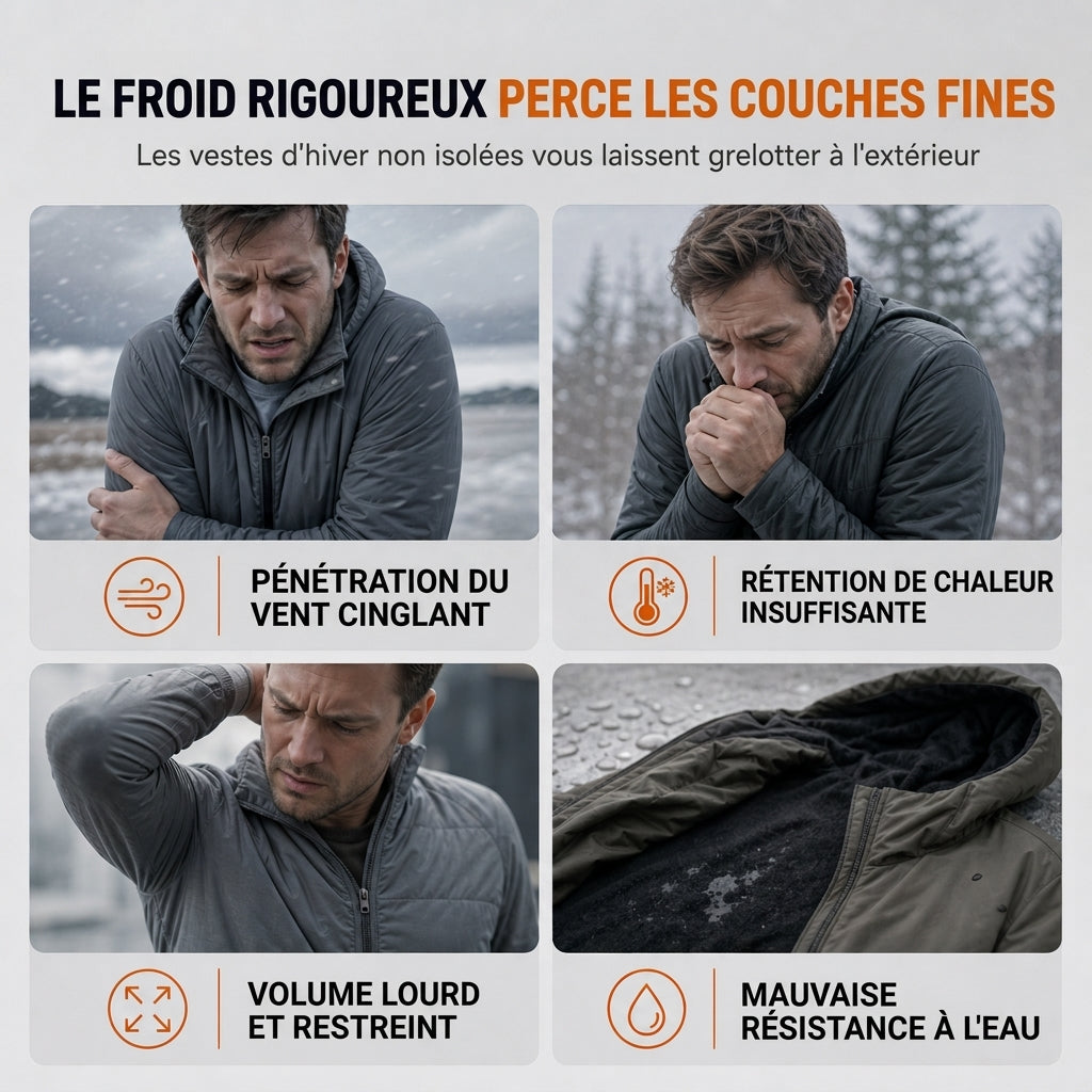 Manteau d'hiver homme matelassé doublé polaire à capuche amovible – Florian - vue 2