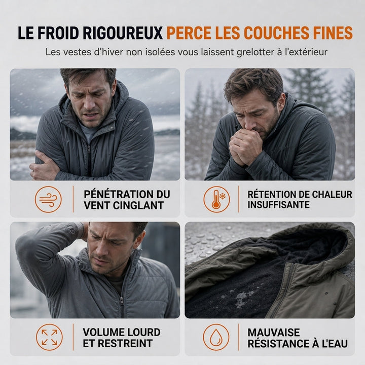 Manteau d'hiver homme matelassé doublé polaire à capuche amovible – Florian - vue 2